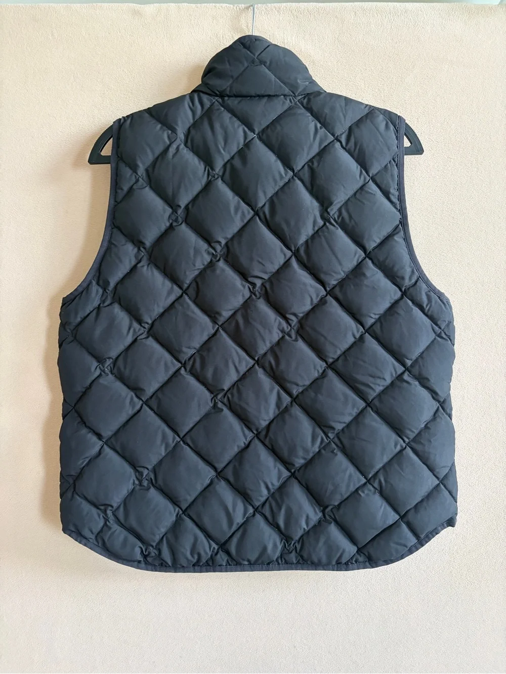 J. Crew Excursion Quilted Down Vest Black w Pockets size XL